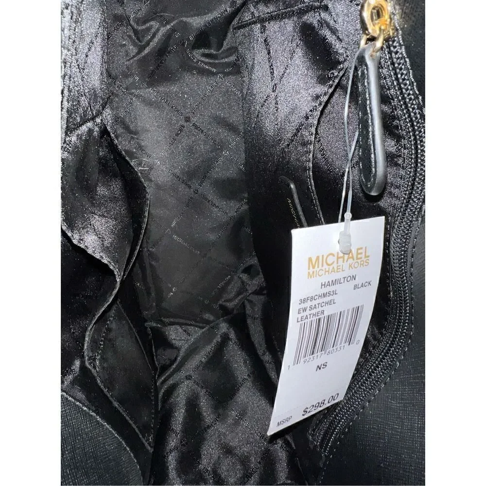 🔥🎁NWT! Michael Kors HAMILTON East West Satchel Handbag Black Msrp:298.00